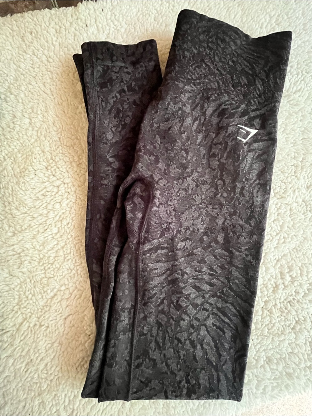Gymshark Black Jacquard High-Waist Leggings Mid Calf Length Size XS